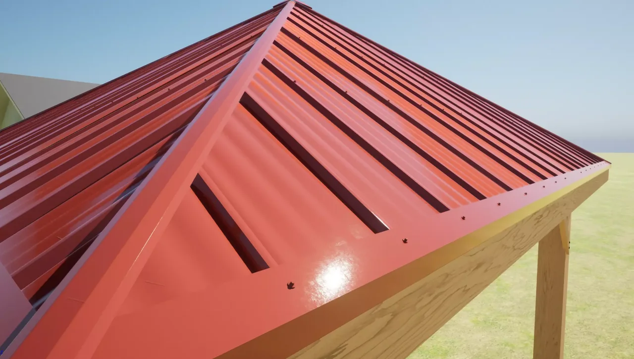 Roof and fastener detail from Artem’s optimized timber gazebo model with level-of-detail versions